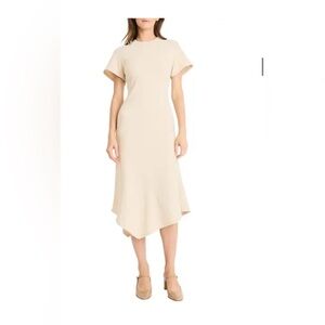 Maggy London - Short Sleeve Asymmetric Hem Midi Dress